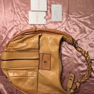 Vintage Yellow Chloe Hobo Bag Leather Women's Purse